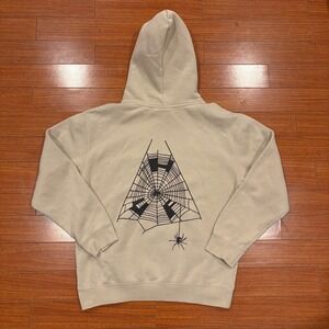 HUF Worldwide 20th Anniversary Spider‎ Web Graphic Hoodie Tan Mens Medium